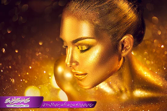تصویر استوک بانوی مو و پوست طلایی برای جواهرات و طلا فروشی