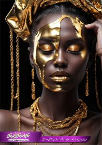پوستر زن سیاه پوست با گردنبد زنجیر طلا