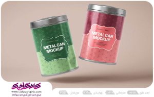 طرح موکاپ قوطی فلزی لایه باز رایگان