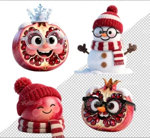 تصویرسازی کاراکتر میوه انار PNG