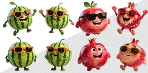 تصویر سازی انار و هندوانه شب یلدا PNG