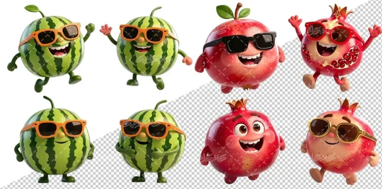 تصویر سازی انار و هندوانه شب یلدا